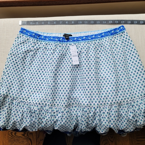 New! J Crew L Large Tiered skirt in blue ribbon block print NWT - Picture 9 of 13